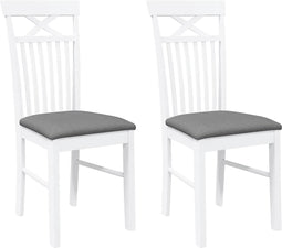 vidaXL - Eetkamerstoelen - met - kussens - 2 - st - massief - hout - rubber - wit