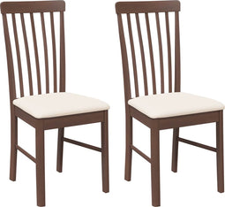 vidaXL - Eetkamerstoelen - met - kussens - 2 - st - massief - hout - rubber - bruin