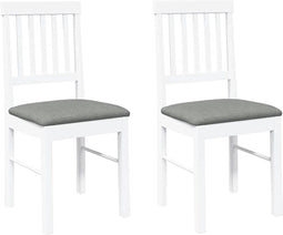 vidaXL - Eetkamerstoelen - met - kussens - 2 - st - massief - hout - rubber - wit