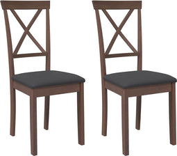 vidaXL - Eetkamerstoelen - met - kussens - 2 - st - massief - hout - rubber - bruin