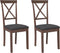 vidaXL - Eetkamerstoelen - met - kussens - 2 - st - massief - hout - rubber - bruin
