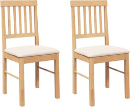 vidaXL - Eetkamerstoelen - met - kussens - 2 - st - massief - hout - rubber