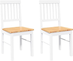 vidaXL - Eetkamerstoelen - met - kussens - 2 - st - massief - hout - rubber - wit