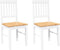 vidaXL - Eetkamerstoelen - met - kussens - 2 - st - massief - hout - rubber - wit
