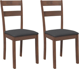 vidaXL - Eetkamerstoelen - met - kussens - 2 - st - massief - hout - rubber - bruin