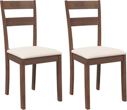 vidaXL - Eetkamerstoelen - met - kussens - 2 - st - massief - hout - rubber - bruin