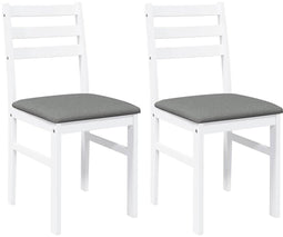 vidaXL - Eetkamerstoelen - met - kussens - 2 - st - massief - hout - rubber - wit