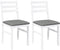 vidaXL - Eetkamerstoelen - met - kussens - 2 - st - massief - hout - rubber - wit