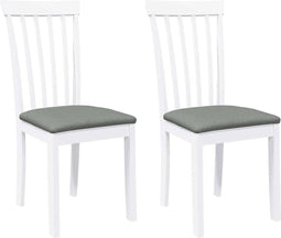 vidaXL - Eetkamerstoelen - met - kussens - 2 - st - massief - hout - rubber - wit