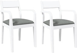 vidaXL - Eetkamerstoelen - met - kussens - 2 - st - massief - hout - rubber - wit