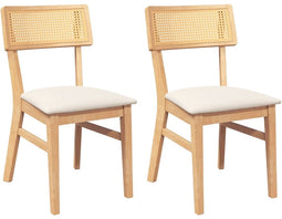 vidaXL - Eetkamerstoelen - met - kussens - 2 - st - massief - hout - rubber