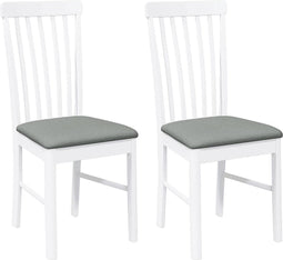 vidaXL - Eetkamerstoelen - met - kussens - 2 - st - massief - hout - rubber - wit