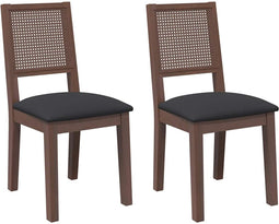 vidaXL - Eetkamerstoelen - met - kussens - 2 - st - massief - hout - rubber - bruin
