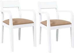 vidaXL - Eetkamerstoelen - met - kussens - 2 - st - massief - hout - rubber - wit