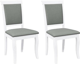 vidaXL - Eetkamerstoelen - met - kussens - 2 - st - massief - hout - rubber - wit