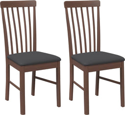 vidaXL - Eetkamerstoelen - met - kussens - 2 - st - massief - hout - rubber - bruin