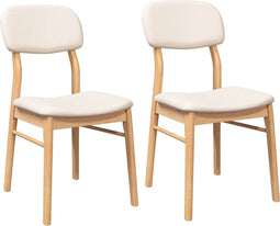 vidaXL - Eetkamerstoelen - met - kussens - 2 - st - massief - hout - naturel - rubber