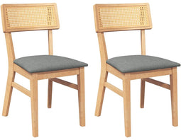 vidaXL - Eetkamerstoelen - met - kussens - 2 - st - massief - hout - rubber
