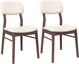 vidaXL - Eetkamerstoelen - met - kussens - 2 - st - massief - hout - rubber - bruin