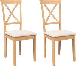 vidaXL - Eetkamerstoelen - met - kussens - 2 - st - massief - hout - rubber