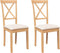 vidaXL - Eetkamerstoelen - met - kussens - 2 - st - massief - hout - rubber