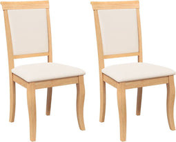 vidaXL - Eetkamerstoelen - met - kussens - 2 - st - massief - hout - naturel - rubber