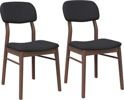 vidaXL - Eetkamerstoelen - met - kussens - 2 - st - massief - hout - rubber - bruin