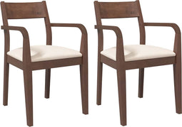 vidaXL - Eetkamerstoelen - met - kussens - 2 - st - massief - hout - rubber - bruin