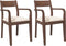 vidaXL - Eetkamerstoelen - met - kussens - 2 - st - massief - hout - rubber - bruin