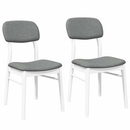 vidaXL - Eetkamerstoelen - met - kussens - 2 - st - massief - hout - rubber - wit