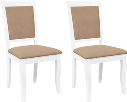 vidaXL - Eetkamerstoelen - met - kussens - 2 - st - massief - hout - rubber - wit