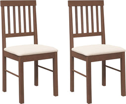 vidaXL - Eetkamerstoelen - met - kussens - 2 - st - massief - hout - rubber - bruin