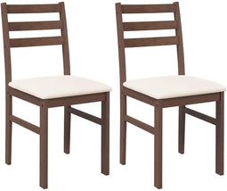 vidaXL - Eetkamerstoelen - met - kussens - 2 - st - massief - hout - rubber - bruin