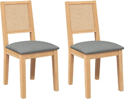 vidaXL - Eetkamerstoelen - met - kussens - 2 - st - massief - hout - rubber