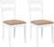 vidaXL - Eetkamerstoelen - met - kussens - 2 - st - massief - hout - rubber - wit