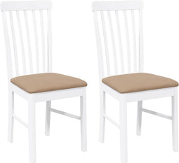 vidaXL - Eetkamerstoelen - met - kussens - 2 - st - massief - hout - rubber - wit