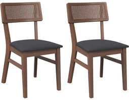 vidaXL - Eetkamerstoelen - met - kussens - 2 - st - massief - hout - rubber - bruin