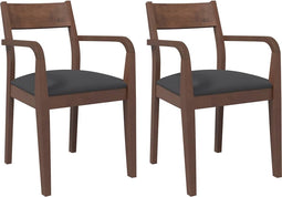 vidaXL - Eetkamerstoelen - met - kussens - 2 - st - massief - hout - rubber - bruin