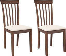 vidaXL - Eetkamerstoelen - met - kussens - 2 - st - massief - hout - rubber - bruin