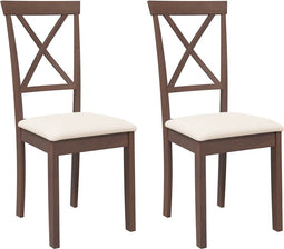 vidaXL - Eetkamerstoelen - met - kussens - 2 - st - massief - hout - rubber - bruin