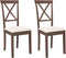 vidaXL - Eetkamerstoelen - met - kussens - 2 - st - massief - hout - rubber - bruin