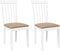 vidaXL - Eetkamerstoelen - met - kussens - 2 - st - massief - hout - rubber - wit