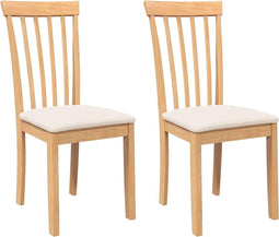vidaXL - Eetkamerstoelen - met - kussens - 2 - st - massief - hout - naturel - rubber