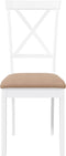 vidaXL - Eetkamerstoelen - met - kussens - 2 - st - massief - hout - rubber - wit
