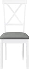 vidaXL - Eetkamerstoelen - met - kussens - 2 - st - massief - hout - rubber - wit