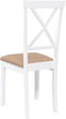 vidaXL - Eetkamerstoelen - met - kussens - 2 - st - massief - hout - rubber - wit