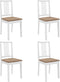 vidaXL - Eetkamerstoelen - met - kussens - 4 - st - massief - hout - wit