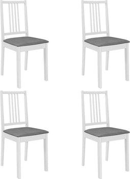 vidaXL - Eetkamerstoelen - met - kussens - 4 - st - massief - hout - wit