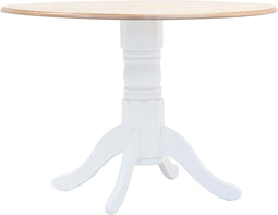 vidaXL - Eettafel - 106 - cm - massief - rubberwood - wit - en - bruin