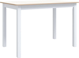 vidaXL - Eettafel - 114x71x75 - cm - massief - rubberwood - wit - en - bruin